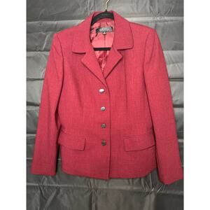 Kasper 2 Piece Women Red Tailored Blazer with Notched Lapels Size Medium